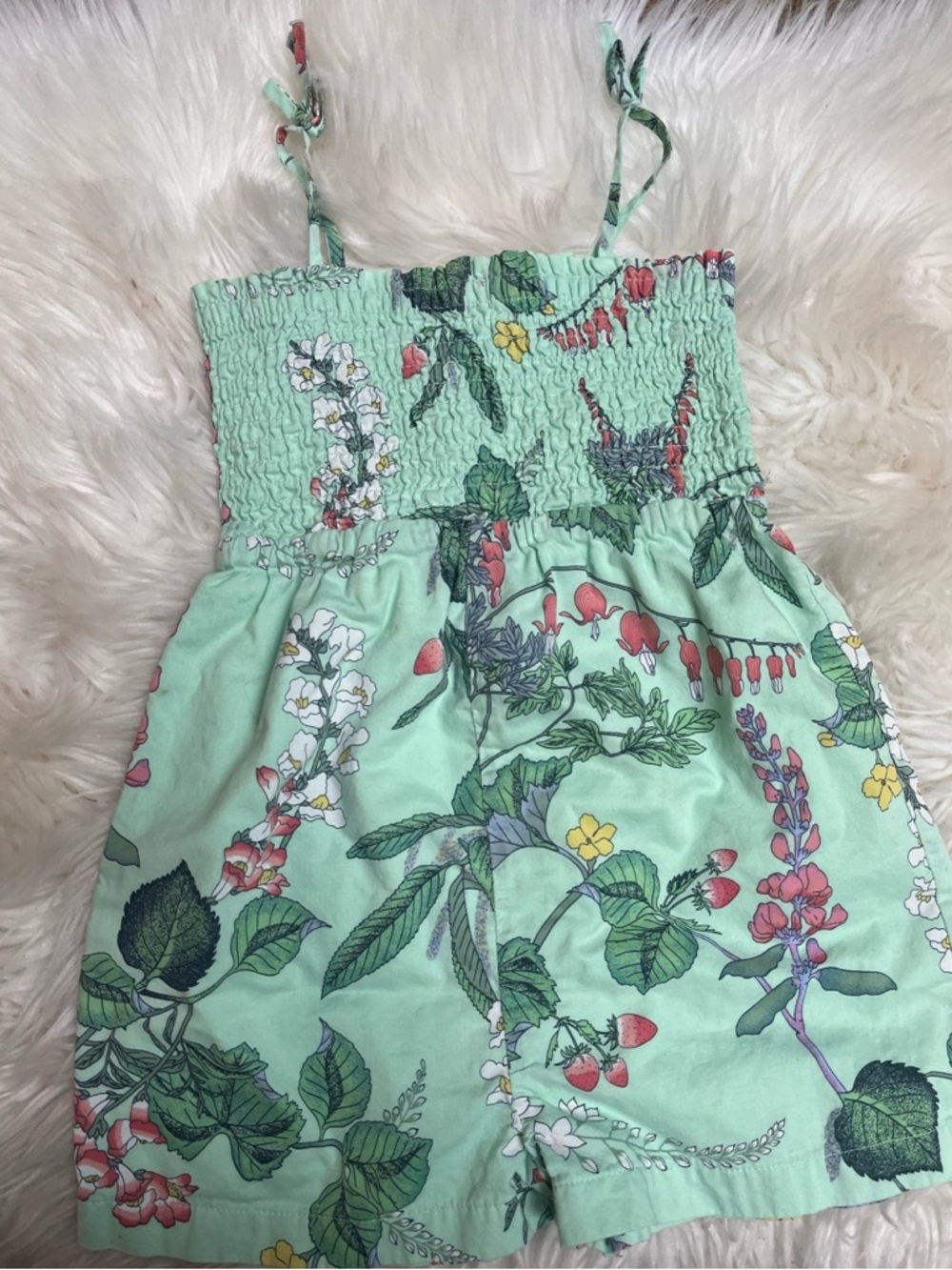Gap Mint Green Floral Smocked Romper